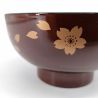 Japanese miso soup bowl in lacquered effect resin, burgundy red - SAKURA GORUDO