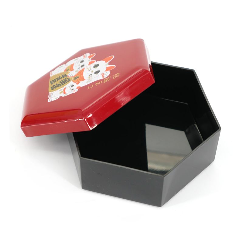 Boite de rangement rouge en résine motif chat porte bonheur - MANEKINEKO - 11.5x13x6cm