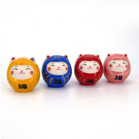 Japanese manekineko cat ornament disguised as daruma - DARUKO - 4 cm