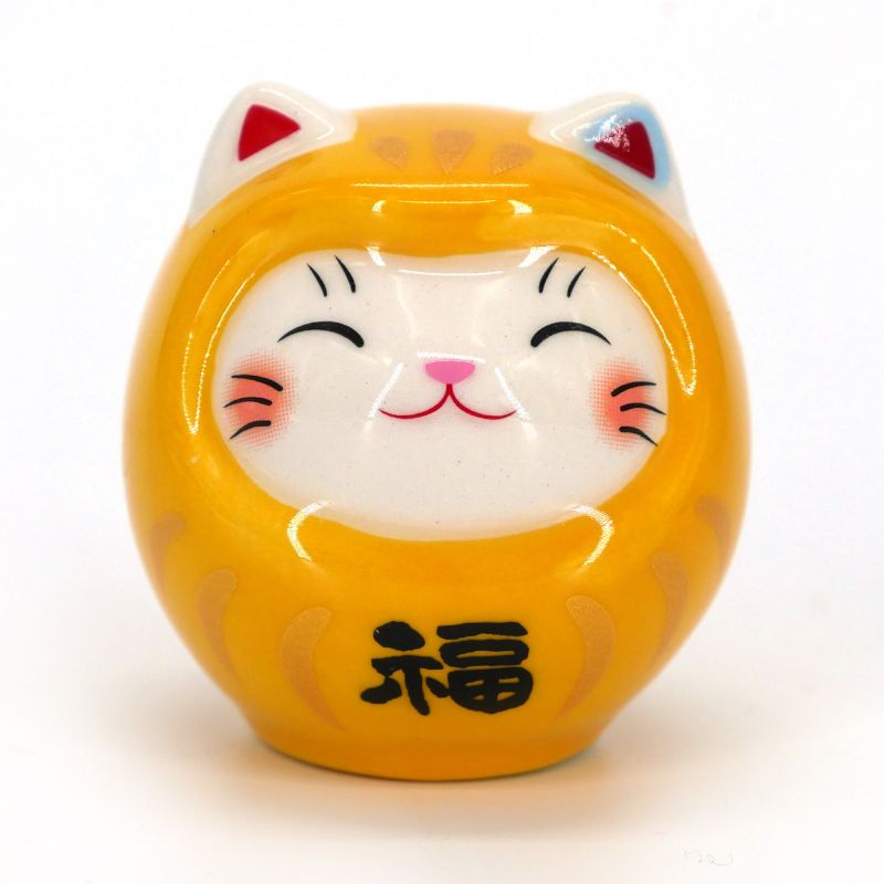 Ornamento gatto Manekineko giapponese travestito da daruma - DARUKO - 4 cm