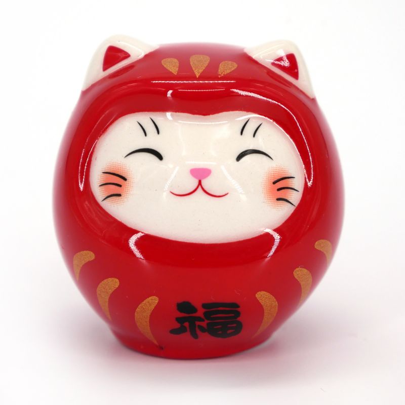 Ornamento gatto Manekineko giapponese travestito da daruma - DARUKO - 4 cm