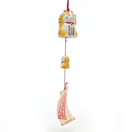 Ceramic wind bell in the shape of manekineko, TORA, 6.5cm