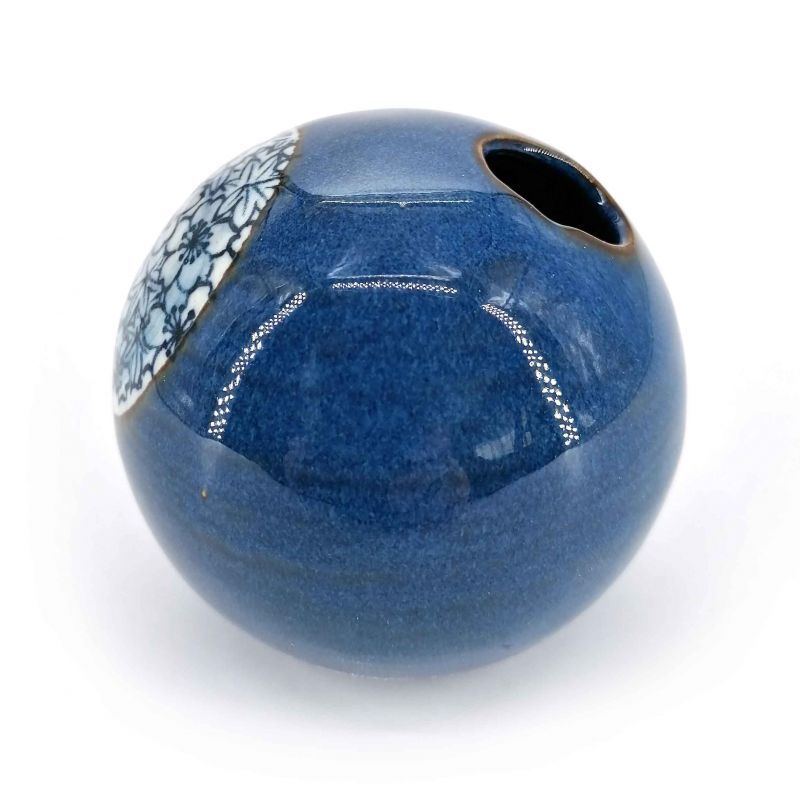 Vase soliflore rond japonais, bleu - HANA MOMIJI