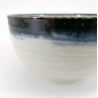 Japanese donburi bowl in white ceramic with blue border - KYOKAI