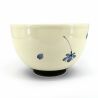 Bol japonais donburi en céramique blanc motif fleur bleur - AO SAKURA - 13cm