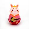 Okiagari shichifuku usagi muñeca artística en tejido chirimen - OKIAGARI SHICHIFUKUUSAGI BENZAITEN - 5 cm