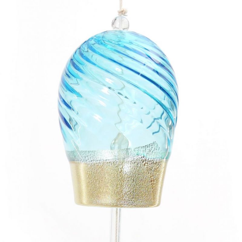 Cloche à vent japonaise en verre, FÛRIN, bleue