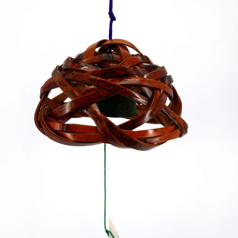 Japanese cast iron bamboo furin wind bell, HIMAWARI, 10.5cm