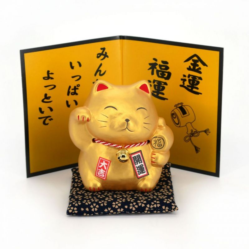Manekineko dorado, gato de la suerte japonés, CHOKIN-BAKO