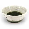 Japanese ceramic rice bowl, beige and green - ORIBE