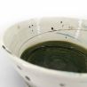 Japanese ceramic rice bowl, beige and green - ORIBE