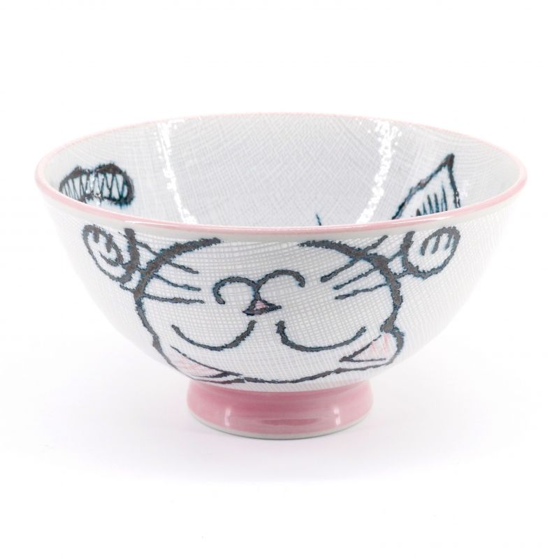 Japanese ceramic rice bowl, MANEKINEKO, cat