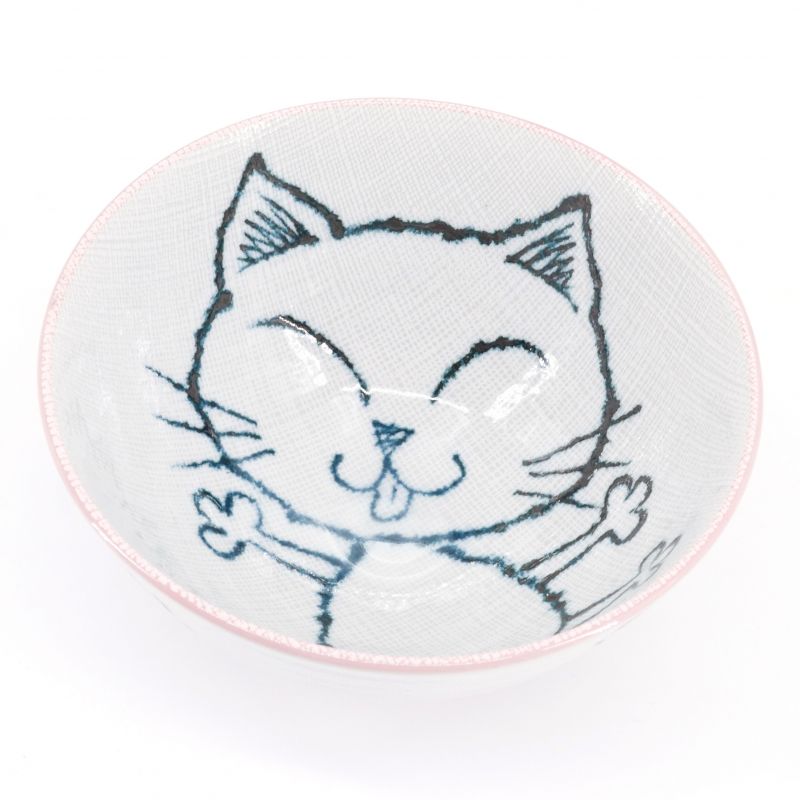 Japanese ceramic rice bowl, MANEKINEKO, cat