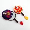 Japanese daruma pocket mirror in chirimen - DARUMA KAGAMI - color to choose from