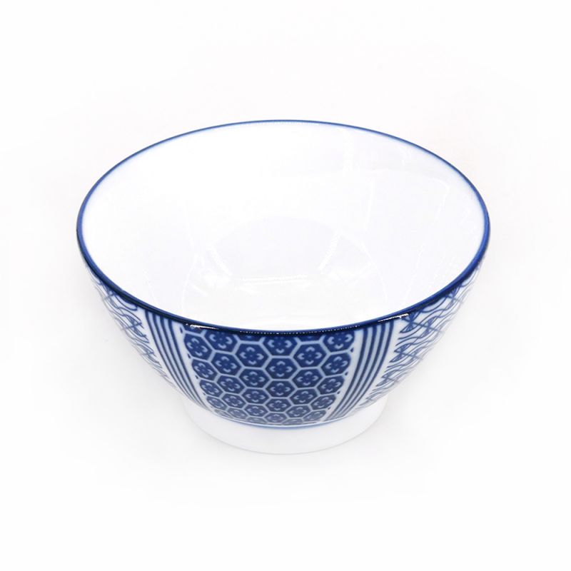 Ciotola giapponese in ceramica bianca e blu - KURIKAESHI