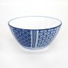 Japanische Schale aus weißer und blauer Keramik - KURIKAESHI