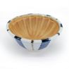 Small Japanese suribachi bowl in ceramic lines, blue and white - GYO