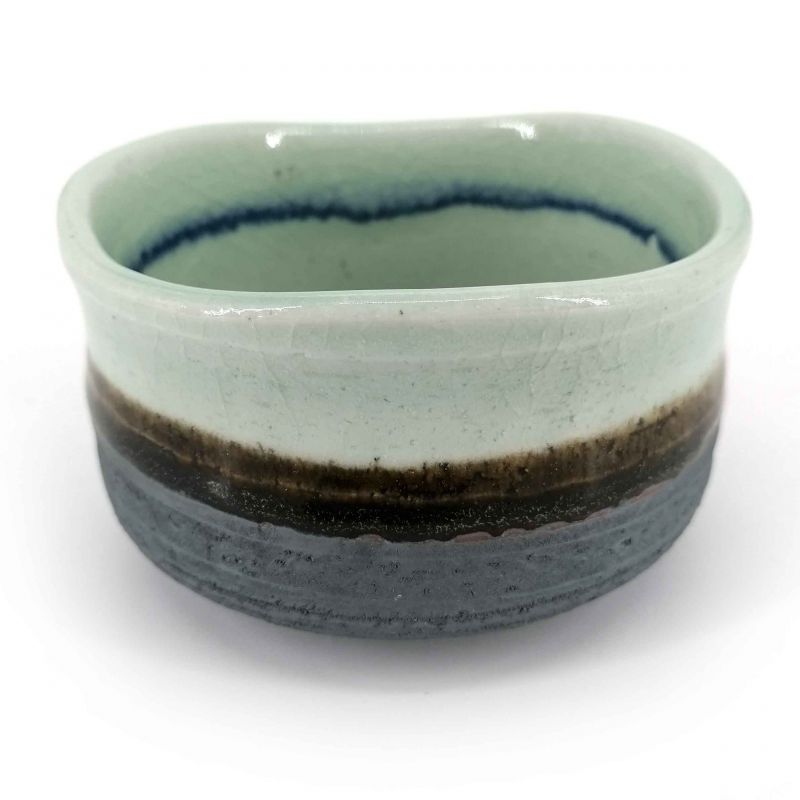 Schüssel für japanische Teezeremonie in Keramik, Blau, Braun und Grau - BURURAIN