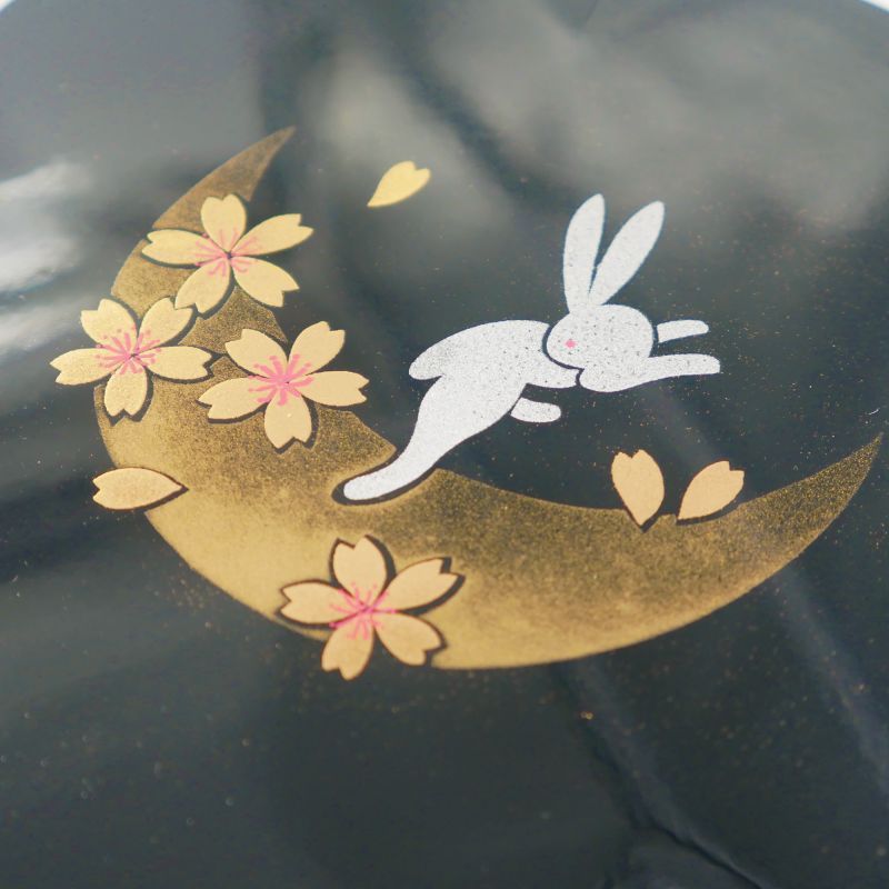 Fiambrera japonesa Bento con flor de cerezo negro, SHIKI NO UTA, Conejo lunar