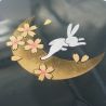 Bento Lunch Box giapponese con fiori di ciliegio nero, SHIKI NO UTA, coniglio lunare