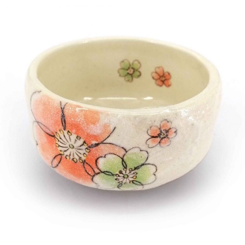 Beige and brown ceramic bowl for tea ceremony - HANA