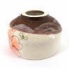 Beige and brown ceramic bowl for tea ceremony - HANA