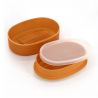 Bento box giapponese ovale color legno marrone con coppia di bacchette abbinate, WAPPA, 13,6 cm