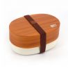 Portapranzo giapponese Bento ovale color legno marrone - MOKUME - 13.6cm