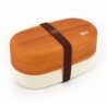 Grande scatola da pranzo giapponese ovale in legno marrone Bento - MOKUME - 17.8cm