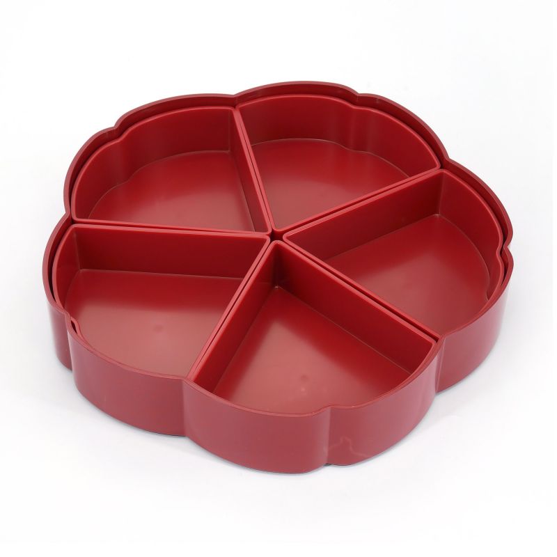 Rote Brotdose mit Fächern und Koi-Karpfen-Muster - NISHIKIKOI - 23cm