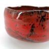 Cuenco de cerámica para ceremonia del té, rojo y negro, reflejo plateado - RANDAMU