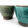 Duo of ceramic tea cups, gray blue and green - NACHURARU