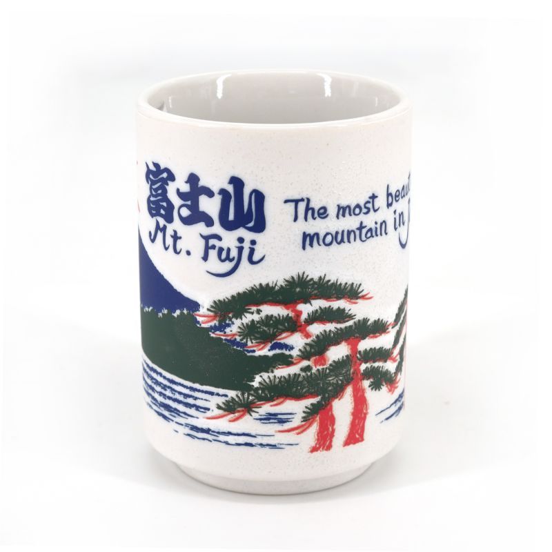 Japanese white tea cup Mount Fuji - FUJISAN