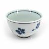 Tasse à thé japonaise en céramique, blanc à fleurs bleues - HANA
