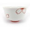 Japanische Keramik-Teetasse, weiß mit roten Blüten - SAKURA