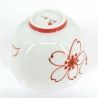 Japanische Keramik-Teetasse, weiß mit roten Blüten - SAKURA