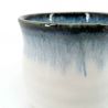 Japanische Keramik-Teetasse, weißer, blauer Rand - KYOKAI