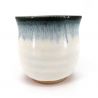 Japanische Keramik-Teetasse, weißer, blauer Rand - KYOKAI