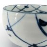 Tasse à thé japonaise en céramique, blanc et bleu, silhouettes oiseaux - TORI