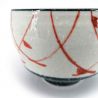Taza de té de cerámica japonesa, blanca y roja, siluetas de pájaros - TORI