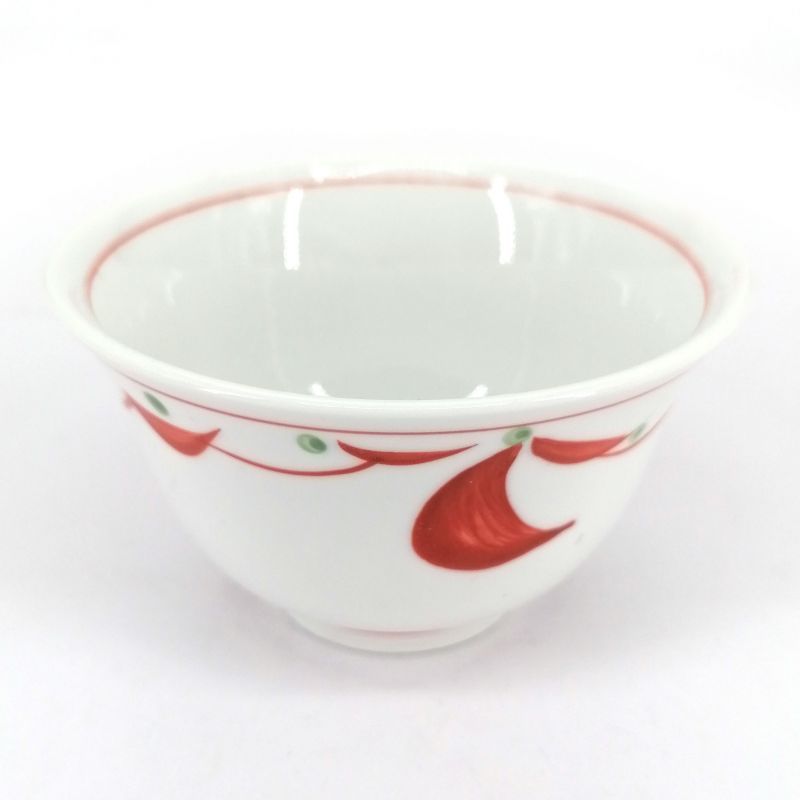 Japanische Keramik-Teetasse, weiße, rote und grüne Punkte - POINTU