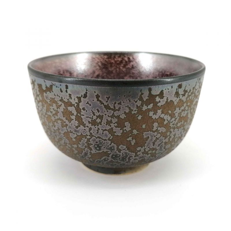 Japanische Keramik-Teetasse, Metallic-Emaille mit rosa Reflexen - METARIKKU