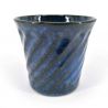 Taza de té japonesa acampanada de cerámica, azul medianoche, rayas diagonales - MIDDONAITOBURU