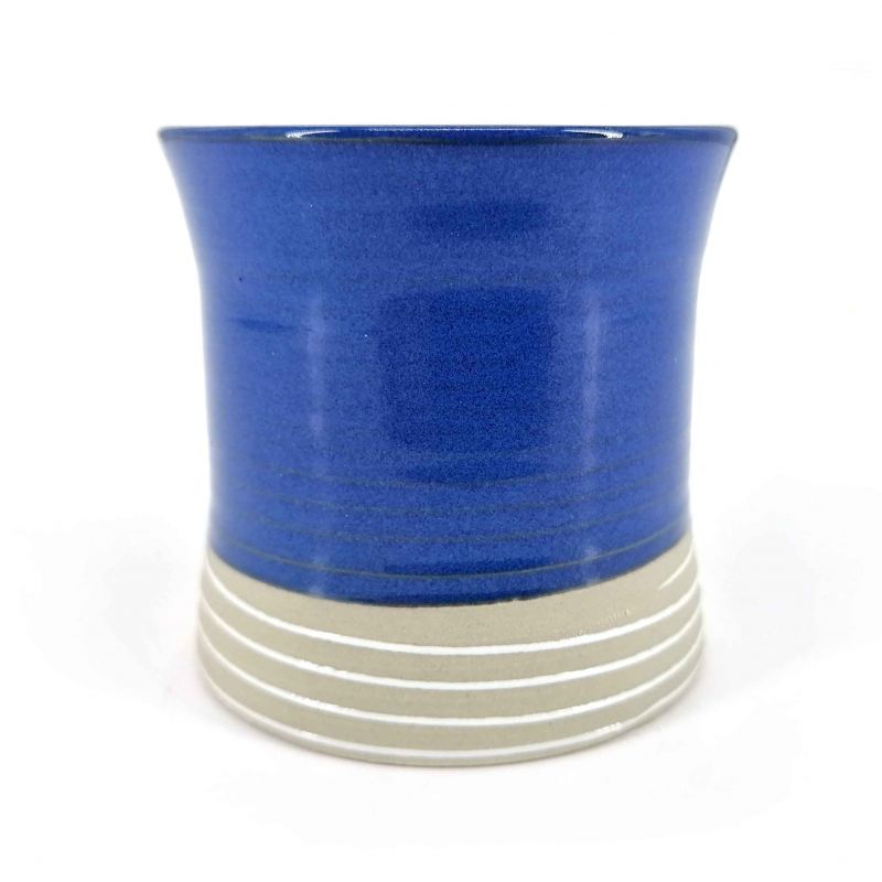 Tasse à thé japonaise en céramique évasée, bleu - SHIROI SEN