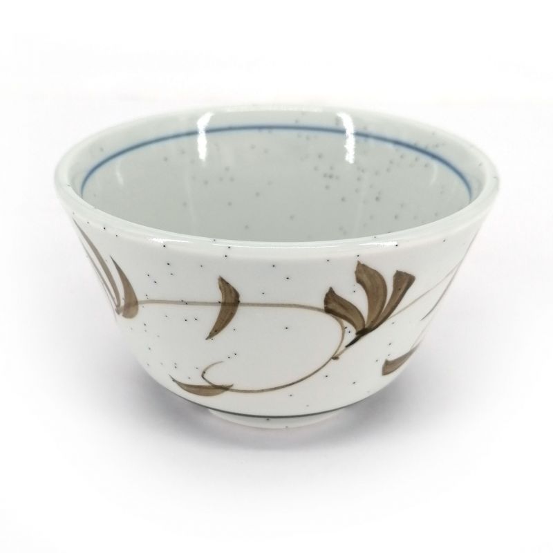 Taza de té de cerámica japonesa, arabescos grises y marrones - ARABESUKU