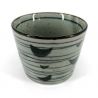 Tasse à thé japonaise en céramique, gris et bleu, silhouettes oiseaux - TORI