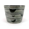 Tazza da tè in ceramica giapponese, grigio e blu, sagome di uccelli - TORI
