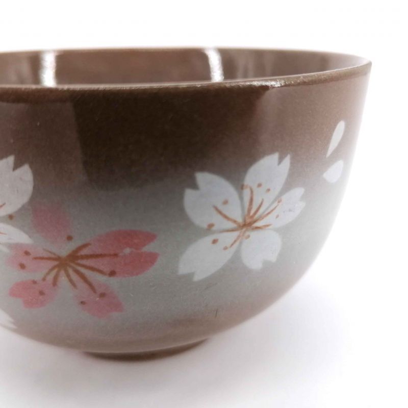 Tasse à thé japonaise en céramique, marron et gris - SAKURA