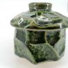 Japanese mug with lid chawan mushi, green, turtle shell - SHERU