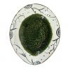 Japanese ceramic plate with green and white edges - MIDORI NO HAIKEI